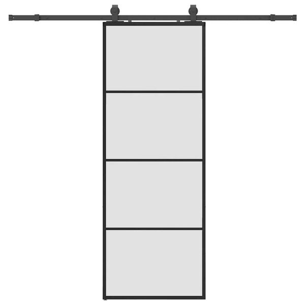 vidaXL Liukuovi asennustarvikkeilla musta 76x205 cm ESG lasi