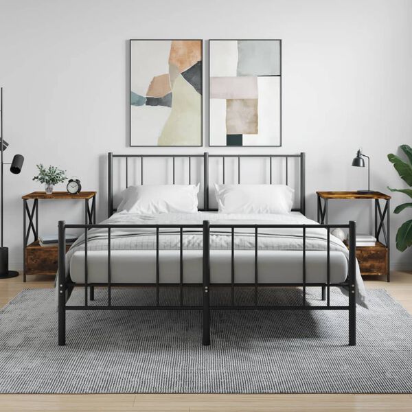 vidaXL Yöpöydät 2 kpl savutammi 50x41x65 cm tekninen puu