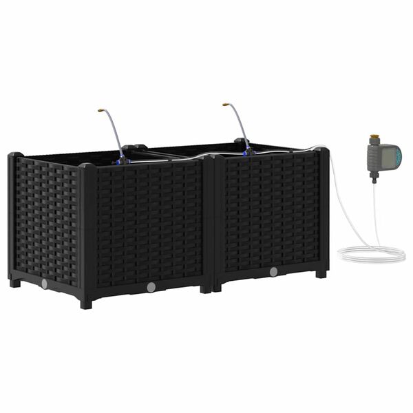 vidaXL Puutarha ruukku 2 pcs Musta Ter&auml;s