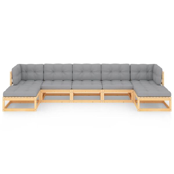 vidaXL 7-osainen Puutarhasohvasarja tyynyill&auml; t&auml;ysi m&auml;nty