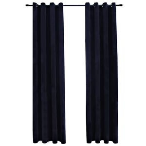 vidaXL Pimennysverhot renkailla 2 kpl sametti musta 140x175 cm