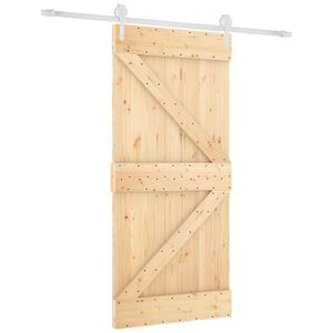 vidaXL Liukuovi 95 x 210 cm Massiivinen m&auml;nty (k&auml;sittelem&auml;t&ouml;n)