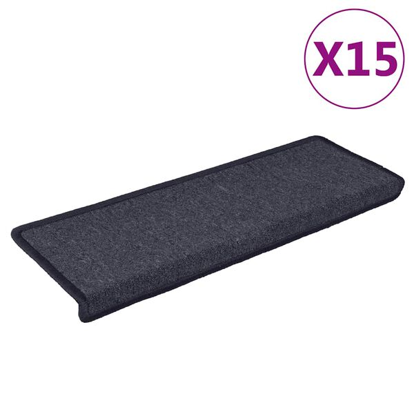 vidaXL Porrasmatot 15 kpl 65x21x4 cm tummanharmaa ja sininen suorakaiteen muotoinen reuna