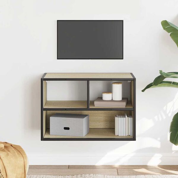 vidaXL TV-taso Sonoma-tammi 60x31x39,5 cm tekninen puu ja metalli