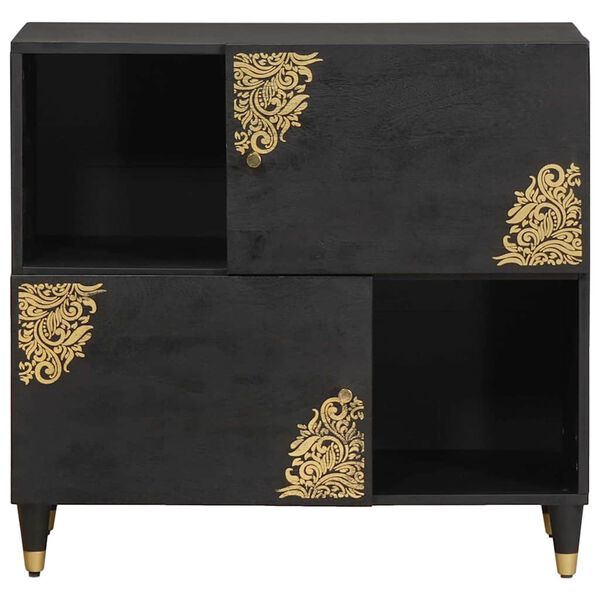 vidaXL Sivupöytä hyllyllä Musta 80 x 33 x 75 cm Kiinteä mango puu