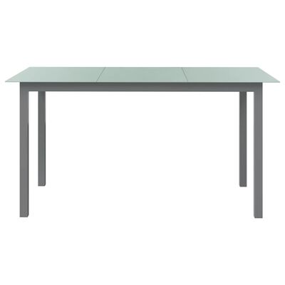 vidaXL Puutarhapöytä vaaleanharmaa 150x90x74 cm alumiini ja lasi