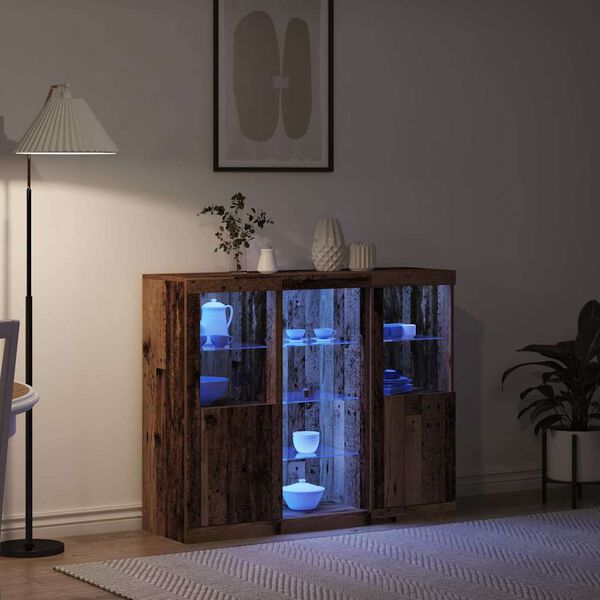 vidaXL LED-p&ouml;yt&auml;taso Vanha puu 123 x 37 x 100 cm Tekninen puu