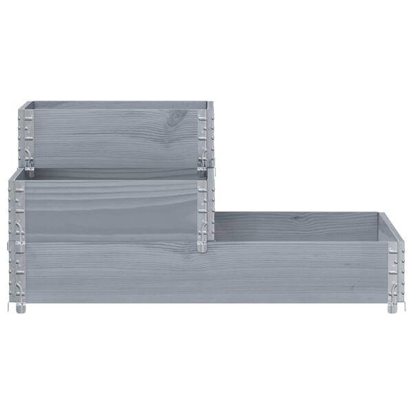 vidaXL 3-tasoinen Korotettu kukkalaatikko harmaa 120x80 cm täysi mänty