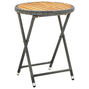 vidaXL Teep&ouml;yt&auml; harmaa 60 cm polyrottinki ja t&auml;ysi akaasiapuu