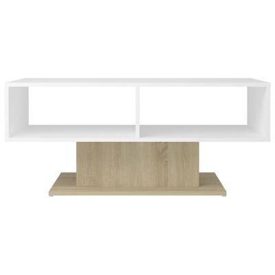 vidaXL Sohvapöytä valkoinen ja Sonoma-tammi 103,5x50x44,5 cm lastulevy