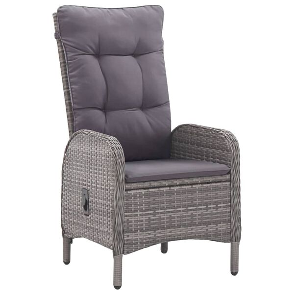 vidaXL 9-osainen Ulkoruokailuryhmä polyrottinki ja lasi harmaa