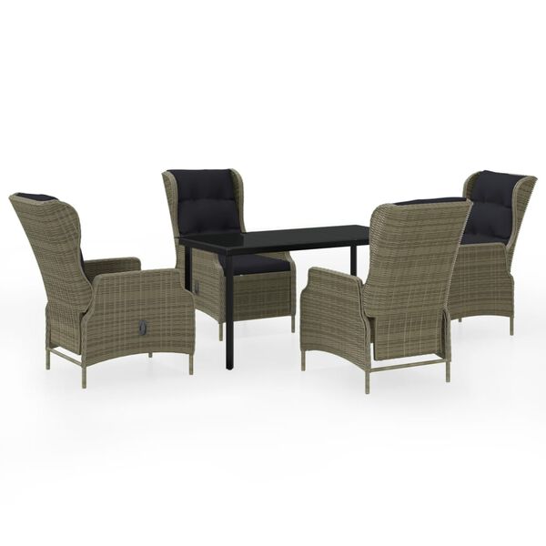 vidaXL 5-osainen ulkoruokailuryhmä ruskea