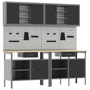 vidaXL Ty&ouml;p&ouml;yt&auml;setti 8 pcs Punainen ja harmaa Jauhemaalattu Ter&auml;s