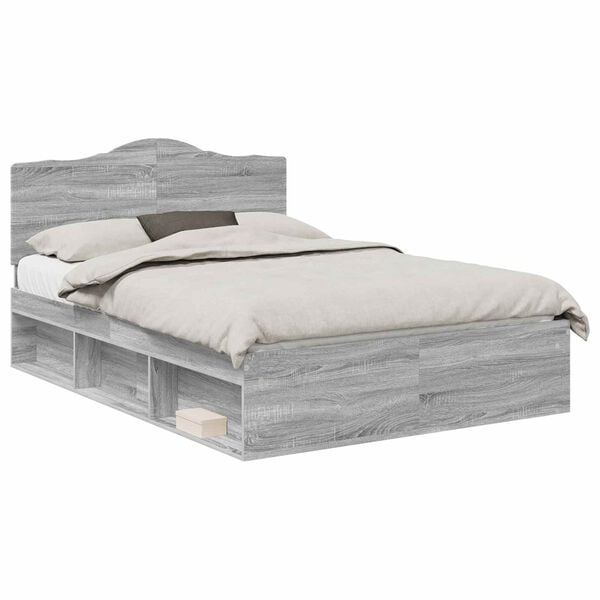 vidaXL S&auml;ngyn runko Harmaa Sonoma 5FT King Size Massiivinen m&auml;nty