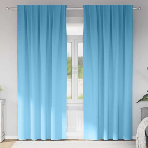 vidaXL Piment&auml;v&auml; verho renkailla 2 pcs Vaaleansininen 260 x 140 cm