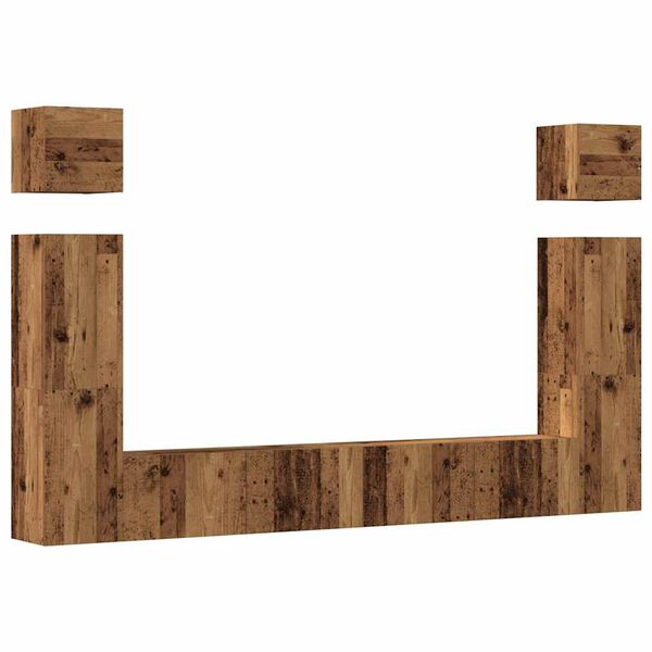 vidaXL 6-osainen TV-kaappisarja sein&auml;kiinnitett&auml;v&auml; vanhaa puuta