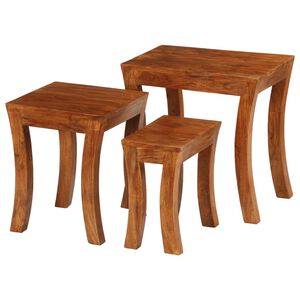 vidaXL Sarjap&ouml;yt&auml;setti 3 osaa t&auml;ysi akaasiapuu 50x35x50 cm ruskea