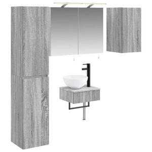 vidaXL Kylpyhuonekalustesetti 5 pcs Harmaa Sonoma Tekninen puu ja lasi
