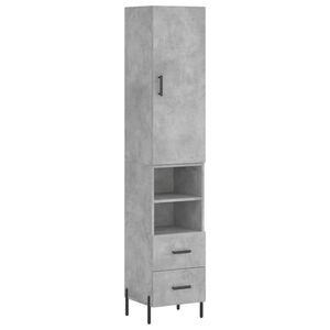 vidaXL Kaappi betoninharmaa 34,5x34x180 cm tekninen puu