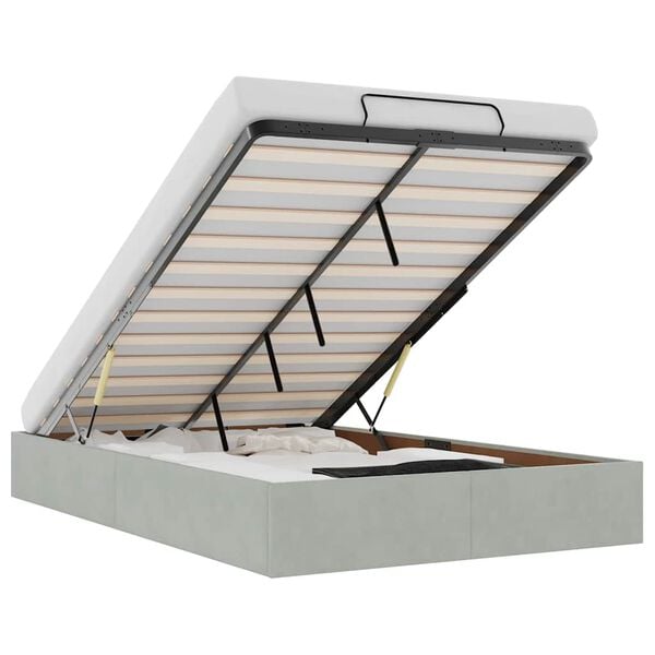 vidaXL Ottomaanien sängyn runko ilman patjaa vaaleanharmaa sametti