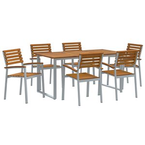 vidaXL Piharuokailu setti 7 pcs Harmaa Tihe&auml; akasiapuu