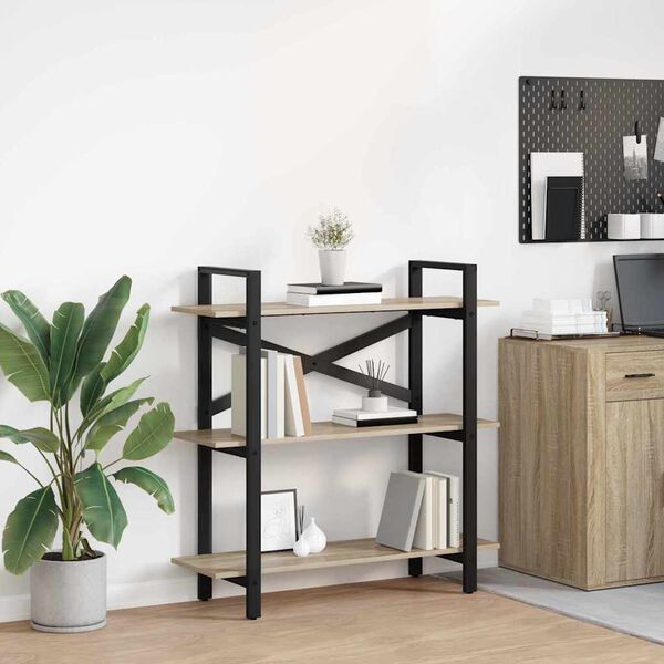 vidaXL Kirjahylly Sonoman tammi 100 x 33,5 x 102 cm Tekninen puu