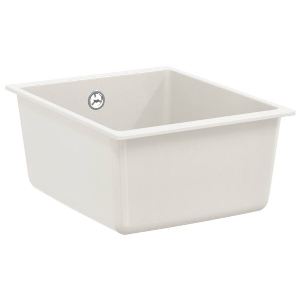 vidaXL Allas Valkoinen 370 x 460 mm 80% kvartsia ja 20% hartsia