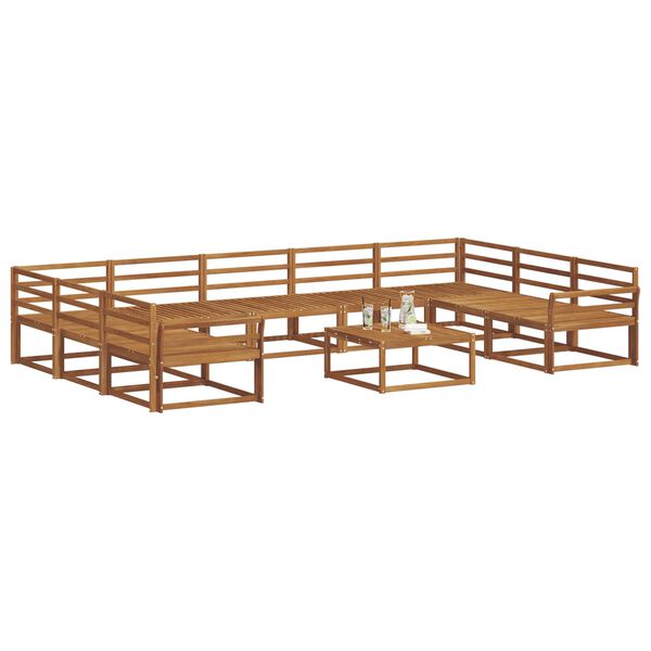 vidaXL Ulkosohvakokoelma 10 pcs Luonnollinen Tihe&auml; akasiapuu