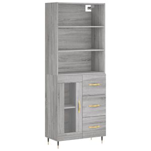 vidaXL Kaappi harmaa Sonoma 69,5x34x180 cm tekninen puu