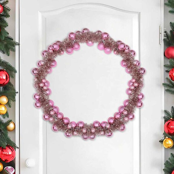 vidaXL Joulupallo Garland Pinkki 186 cm Polystyreeni