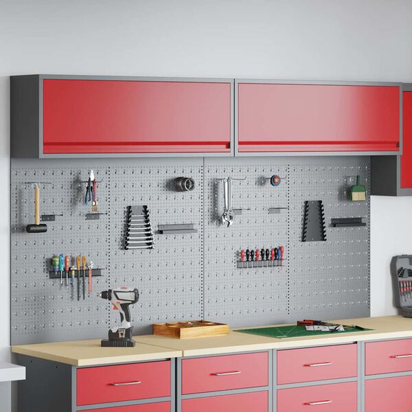 vidaXL Ty&ouml;kalukaappi ja pegboard-setti hyllyll&auml; 6 pcs Punainen