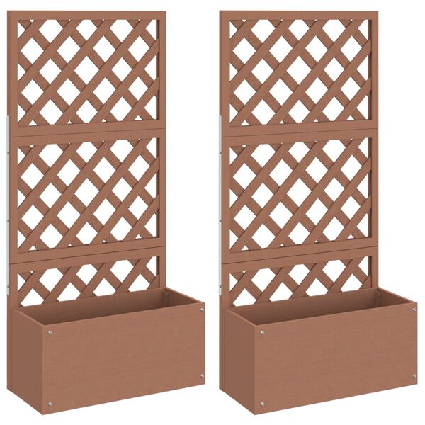 vidaXL Kukkalaatikot s&auml;leik&ouml;ll&auml; 2 kpl ruskea 65x33x135 cm WPC