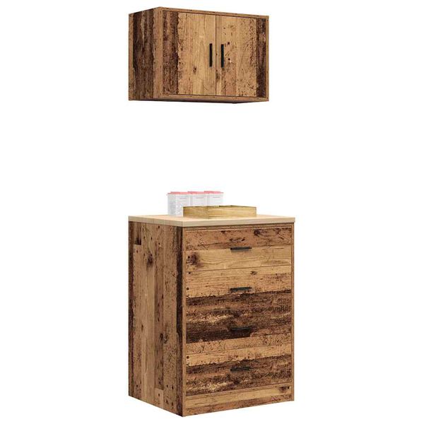 vidaXL Autotallikaapit 2 kpl vanhaa puuta tekninen puu