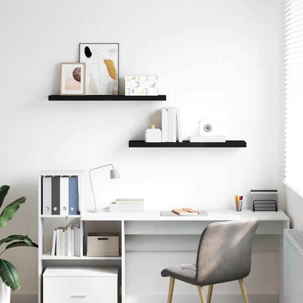 vidaXL Kelluvat sein&auml;hyllyt 2 kpl musta 90x23,5x3,8 cm MDF