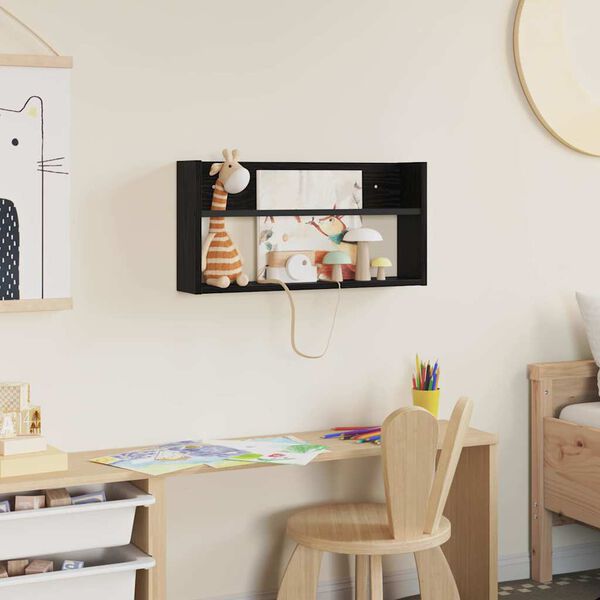 vidaXL Lehtiteline hyllyll&auml; Musta tammi. 60 x 12 x 30 cm Tekninen puu