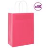 vidaXL Paperikassit 50 kpl kahvoilla pinkki 21x11x28 cm