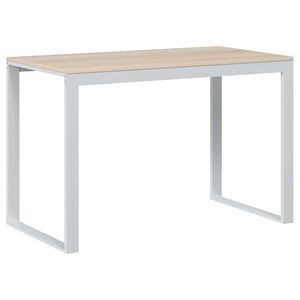vidaXL Tietokonep&ouml;yt&auml; valkoinen ja tammi 110x60x73 cm lastulevy