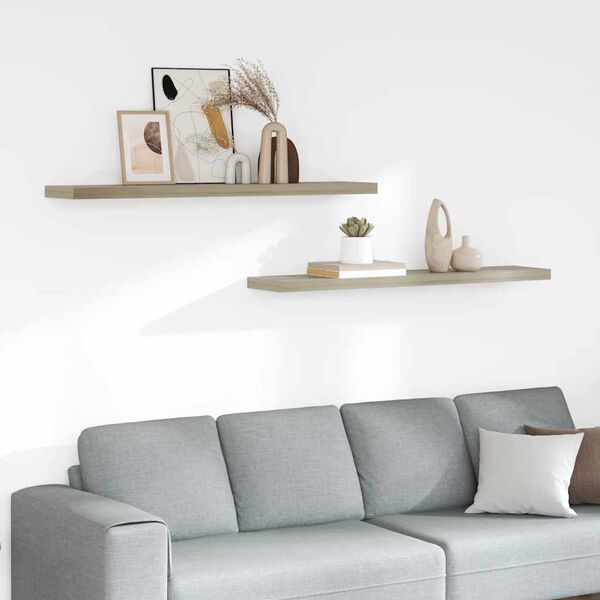 vidaXL Kelluvat sein&auml;hyllyt 2 kpl tammi 120x23,5x3,8 cm MDF