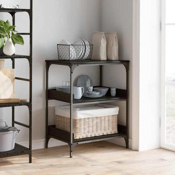 vidaXL Keitti&ouml;vaunu Musta tammi. 60 x 41 x 80.5 cm Tekninen puu