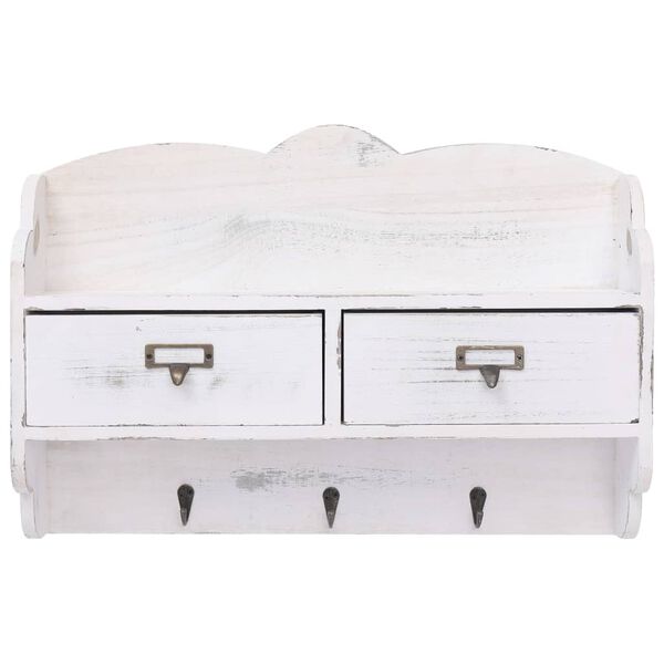 vidaXL Seinälle kiinnitettävä naulakko valkoinen 50x10x34 cm puu