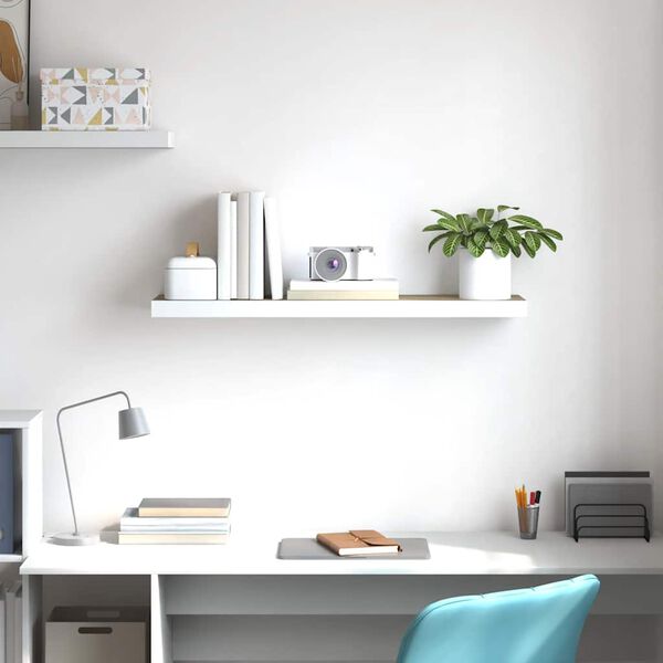 vidaXL Kelluva sein&auml;hylly tammi ja valkoinen 90x23,5x3,8 cm MDF