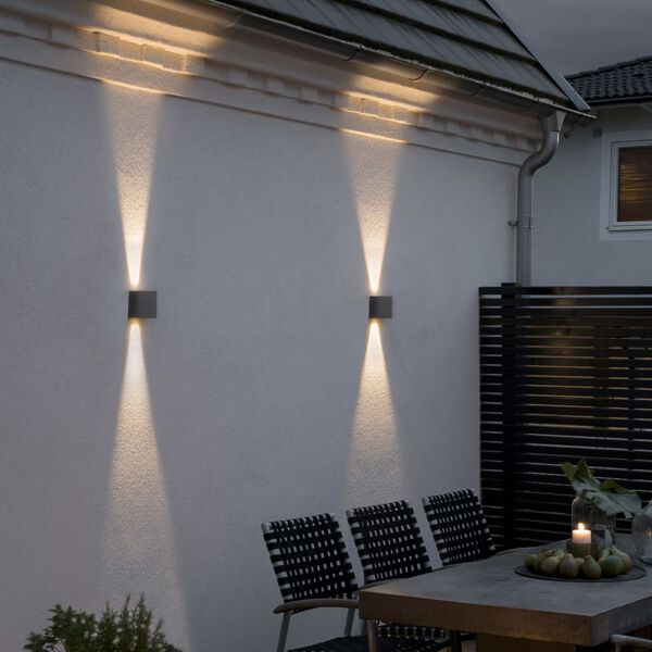 KONSTSMIDE LED-sein&auml;valaisin Chieri 2x6 W antrasiitti