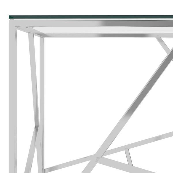 vidaXL Sohvapöytä hopea 55x55x55 cm ruostumaton teräs ja lasi