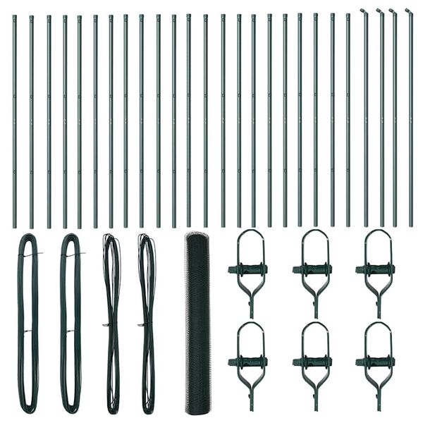 vidaXL Aitalatu Vihreä 50 x 1 m (25 mm verkko) Terästä ja PVC:tä