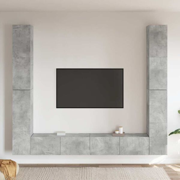 vidaXL 6-osainen TV-kaappisarja betoninharmaa tekninen puu