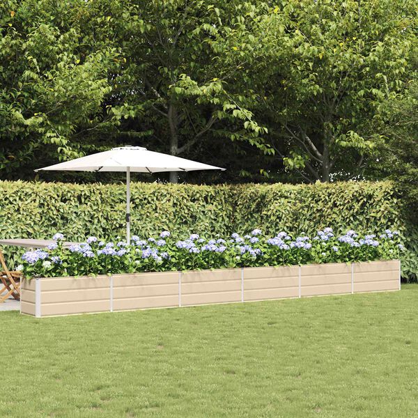 vidaXL Kukkalaatikko Ivoori 480 x 50 x 45 cm Galvanoitu ter&auml;s