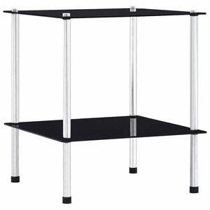 vidaXL 2-kerroksinen hylly musta 40x40x47 cm karkaistu lasi