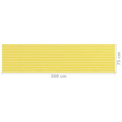 vidaXL Parvekkeen suoja keltainen ja valkoinen 75x300 cm HDPE
