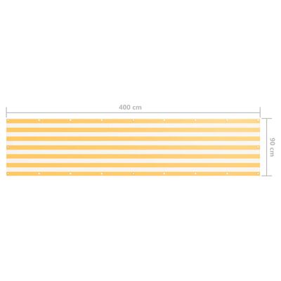 vidaXL Parvekkeen suoja valkoinen ja keltainen 90x400 cm Oxford kangas