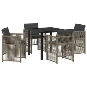 vidaXL Piharuokailu setti 5 pcs Harmaa Jauhemaalattu Ter&auml;s